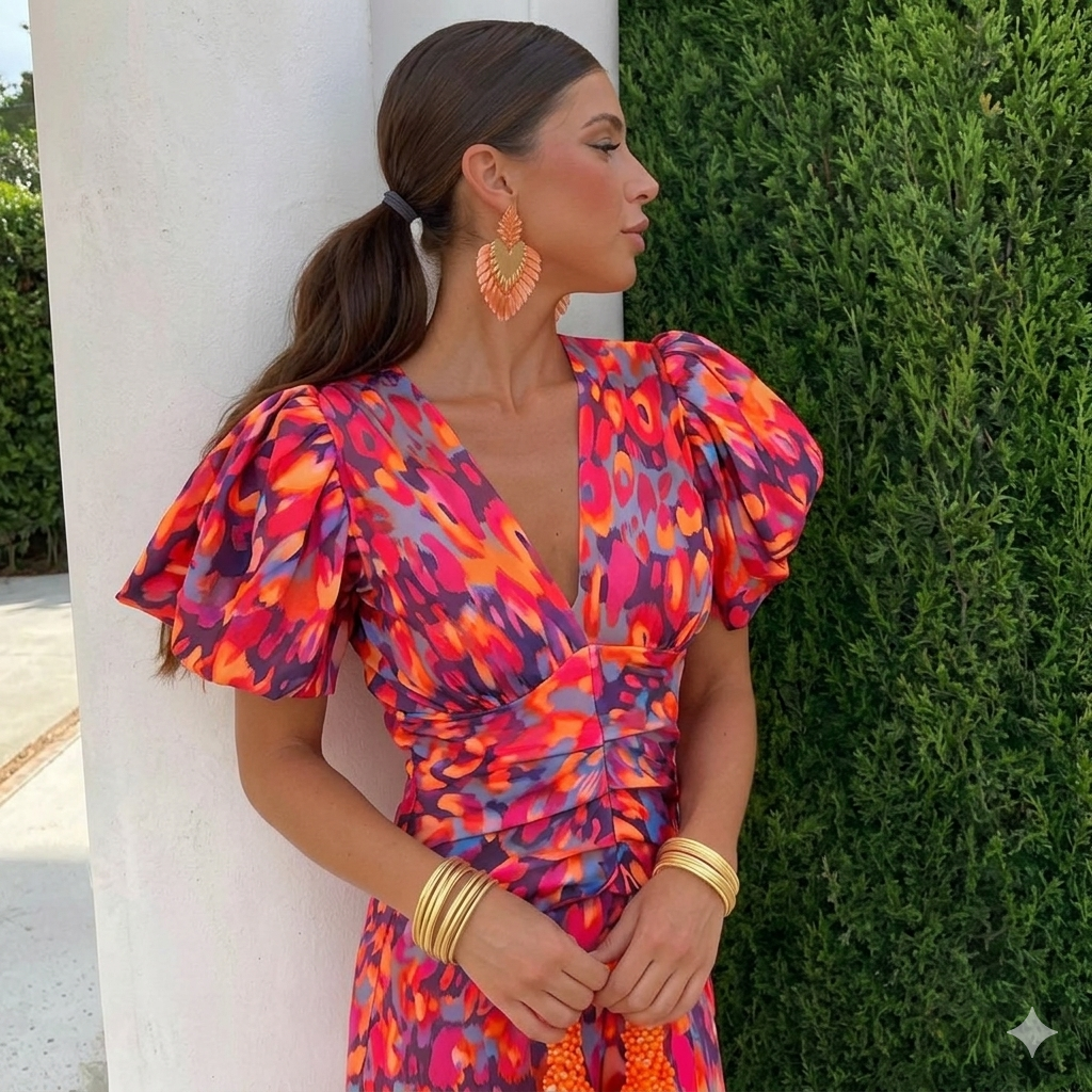 ANA | VESTIDO CON MANGAS PLISADAS