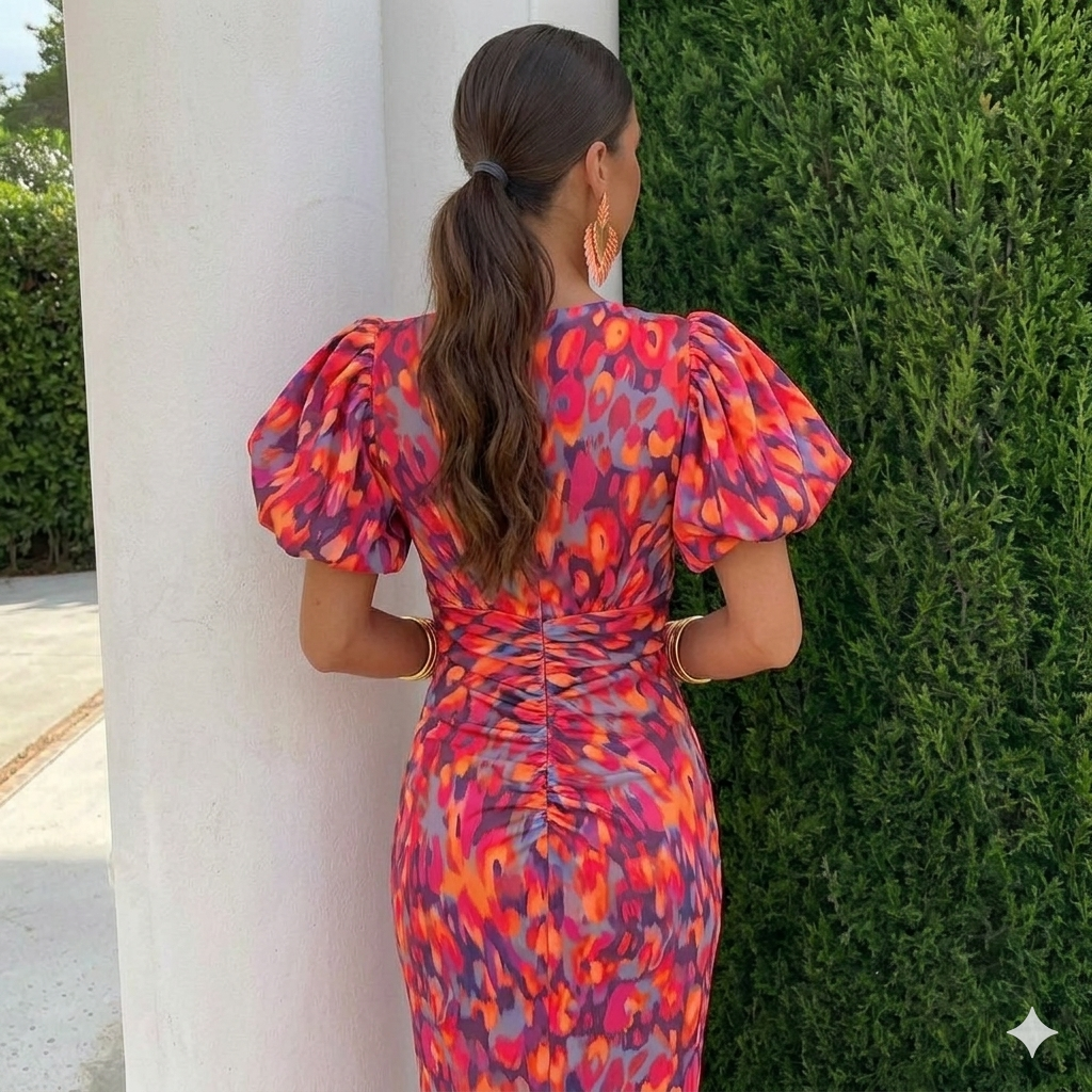 ANA- VESTIDO CON MANGAS PLISADAS