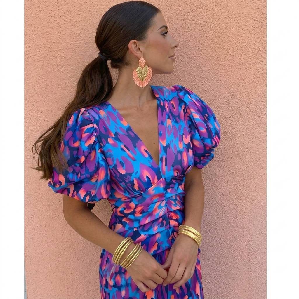 ANA- VESTIDO CON MANGAS PLISADAS